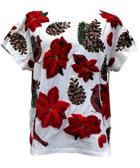 Queen Of Sparkles - Poinsettia & Pine Cone Tee