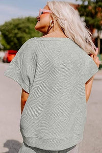 Aapparella Textured T-shirt And Pant Set in gray - women's sleepwear - alternate view