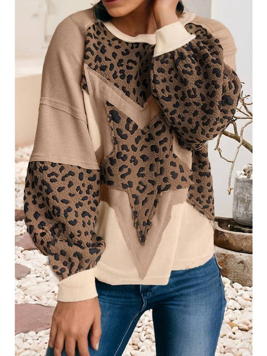 Little Daisy Closet - Leopard Star Applique & Panels Pullover