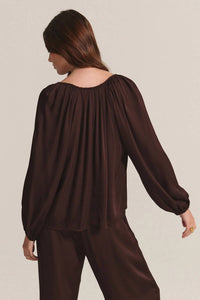 Velvet By Graham & Spencer - Lyla Silk Velvet Satin Mix Media V-neck Blouse