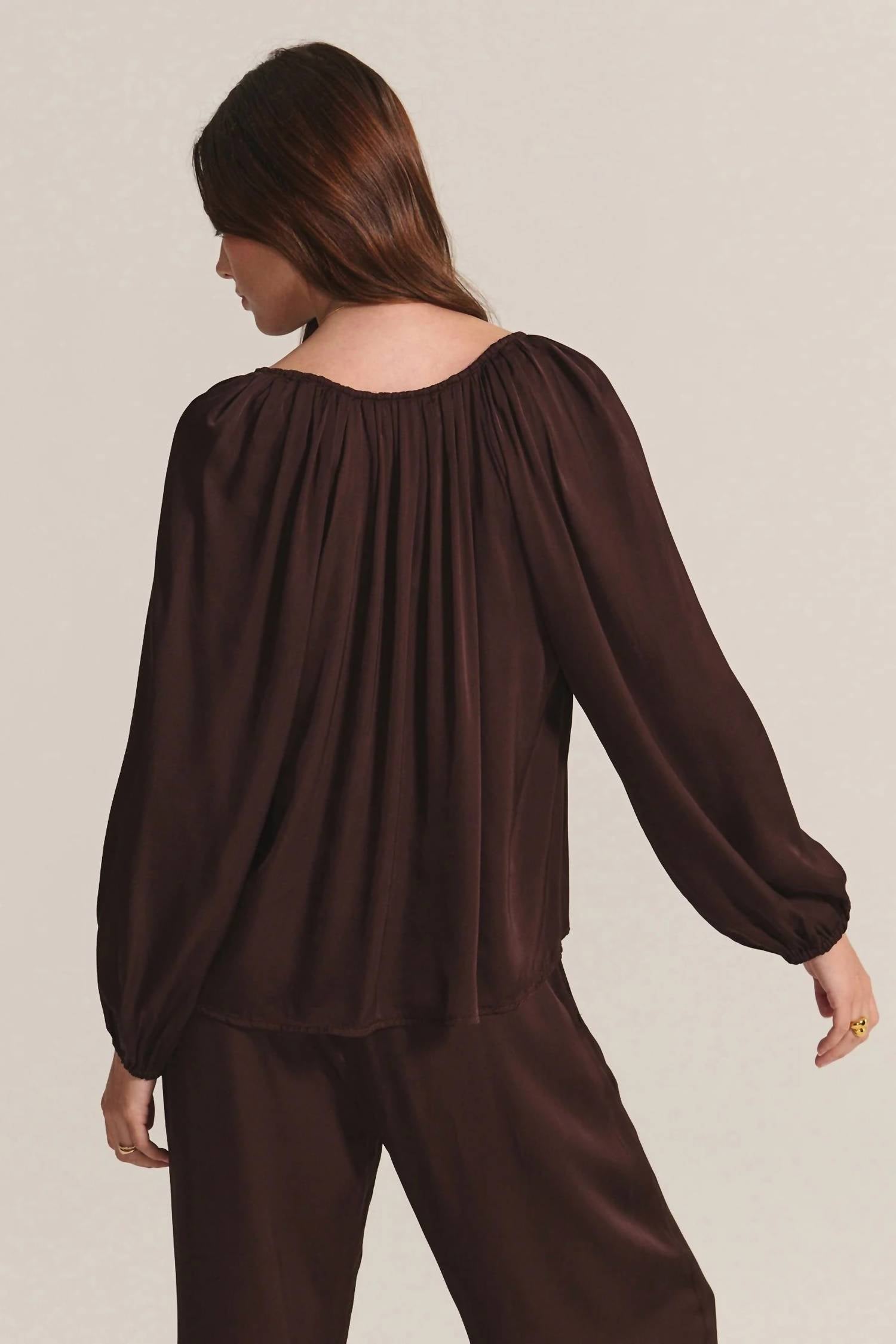 Velvet By Graham & Spencer - Lyla Silk Velvet Satin Mix Media V-neck Blouse