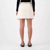 Gucci - Boucle Blended Skirt With Inverted Pleats And Gold Tone Gg Chain