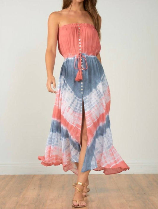 Elan - Tie Dye Strapless Maxi Dress