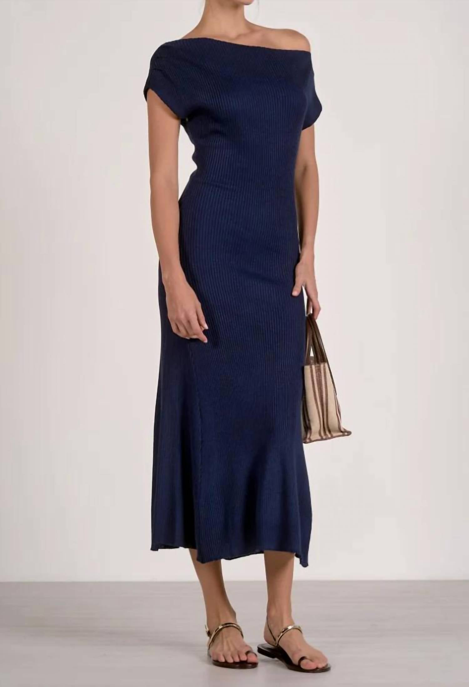 Elan - Ribbed Cap Sleeve Knit Midi Dress