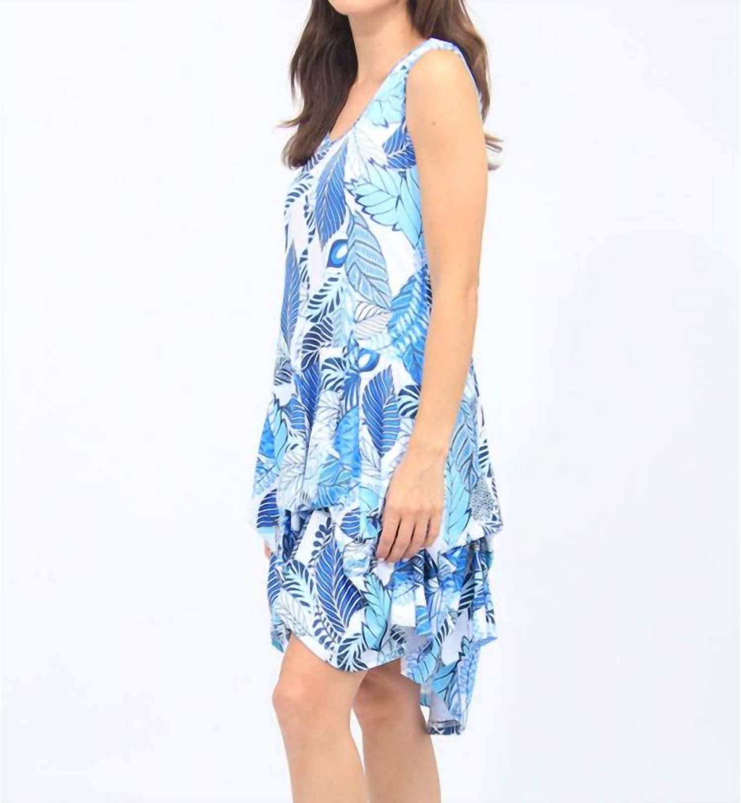 Tango Mango - Sleeveless Tropical Print Ruffle Dress