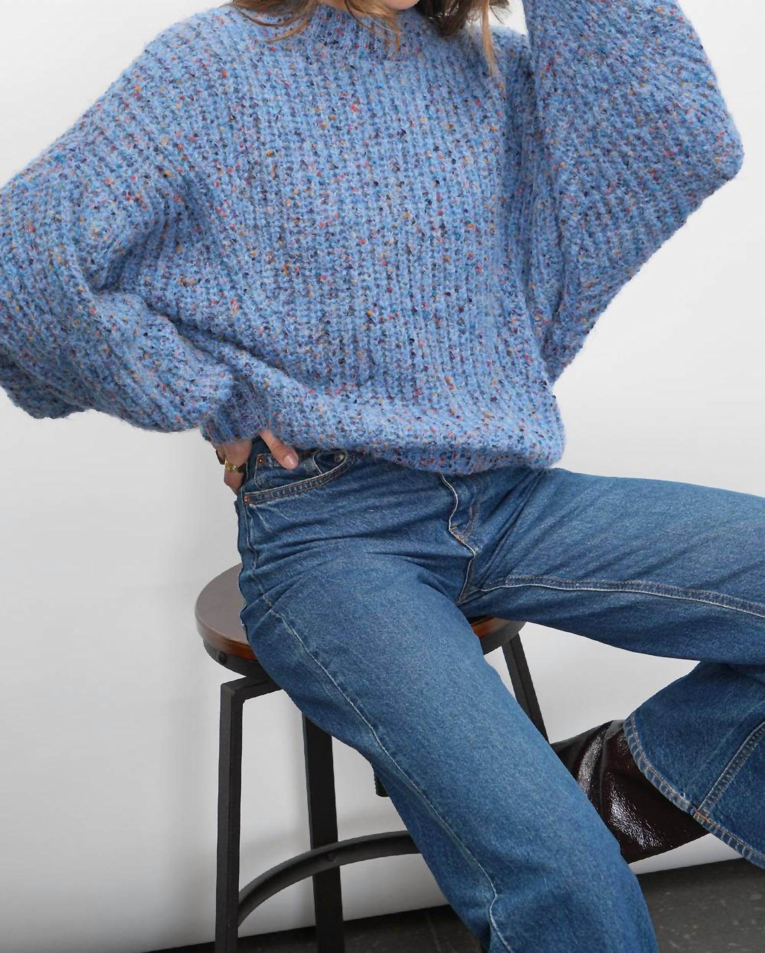 Greylin - Jasper Slouchy Speckled Crew Neck Sweater