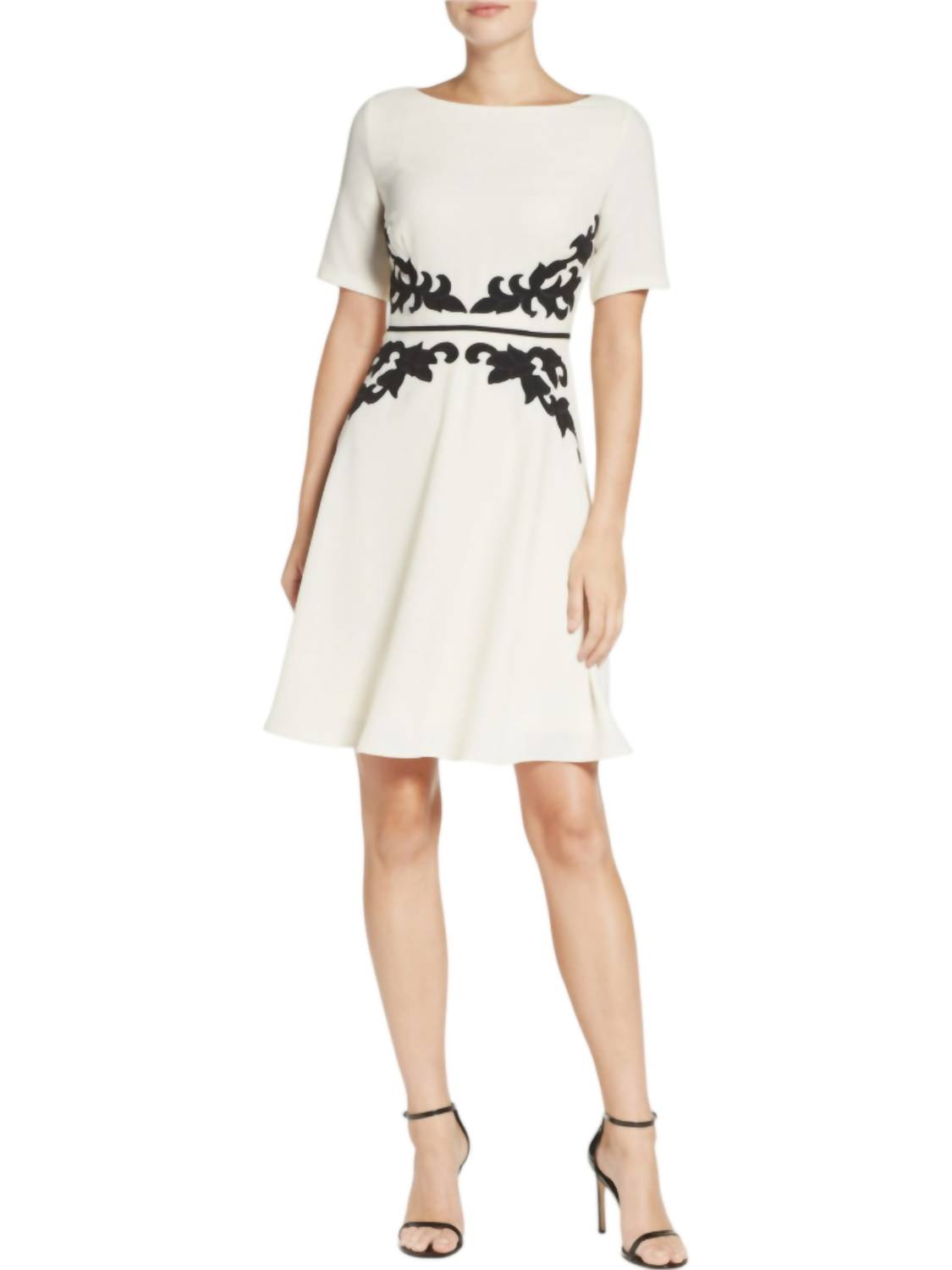 Adrianna Papell - Appliqu√© Waist Crepe Dress