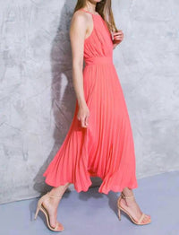 Flying Tomato - High Neck Pleated Midi Dress
