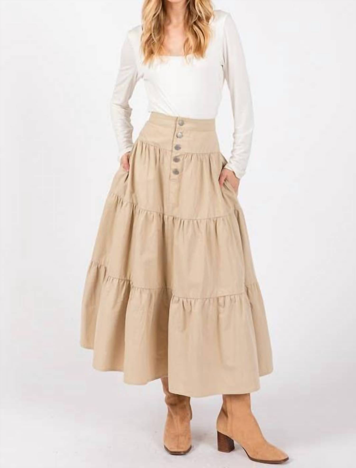 Calista - Button Detailed Front Maxi Skirt