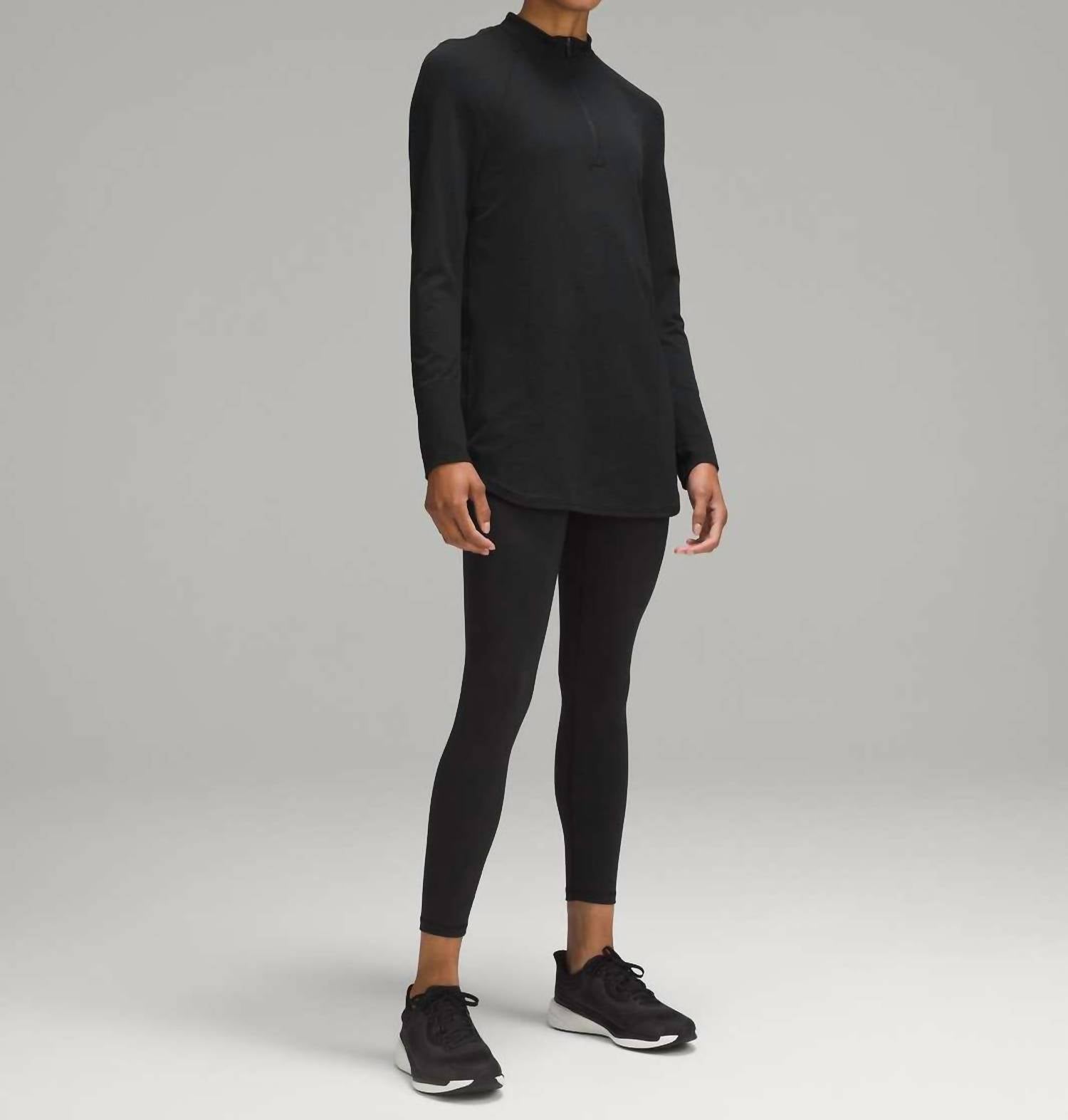 lululemon Swiftly Relaxed Long-length Half Zip Sweatshirt in black - women's long sleeve top - alternate view