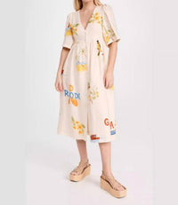 Sheer Trend - Casual Printed Bubble Sleeve Dress