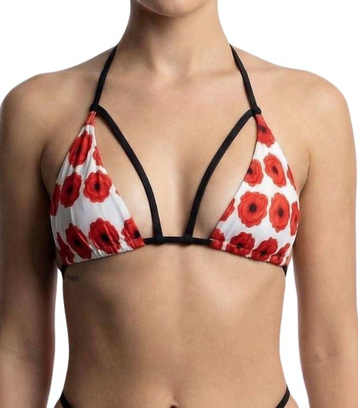 Voglia Swimwear Halle Reversible Bikini Top in black red white - women's swimwear