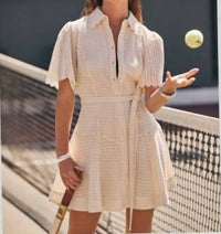 Current Air - Eyelet Short Sleeve Dress W/tie