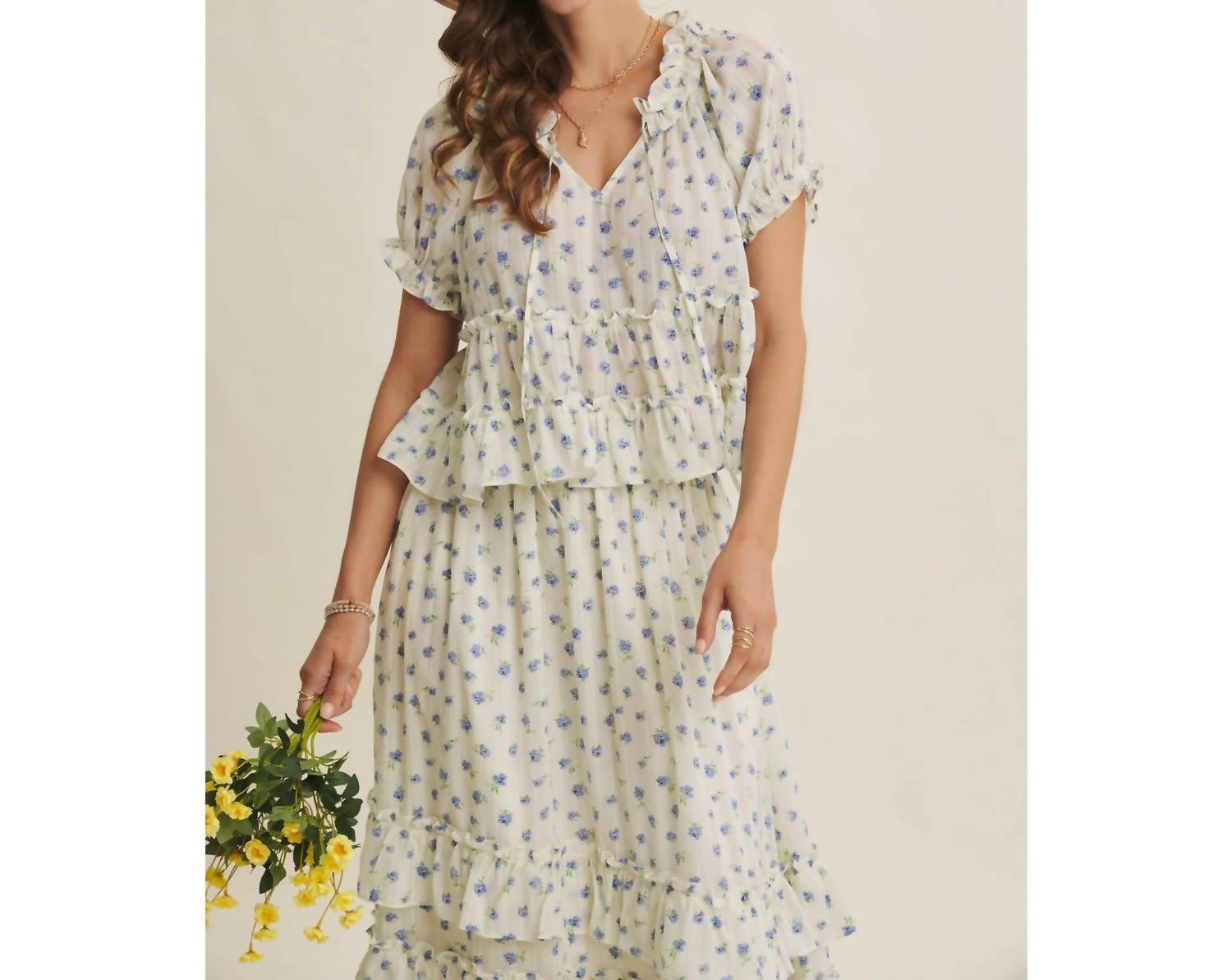 In February - Floral Ruffle Blouse