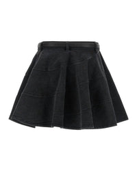 Self-Portrait - Flared Denim Mini Skirt