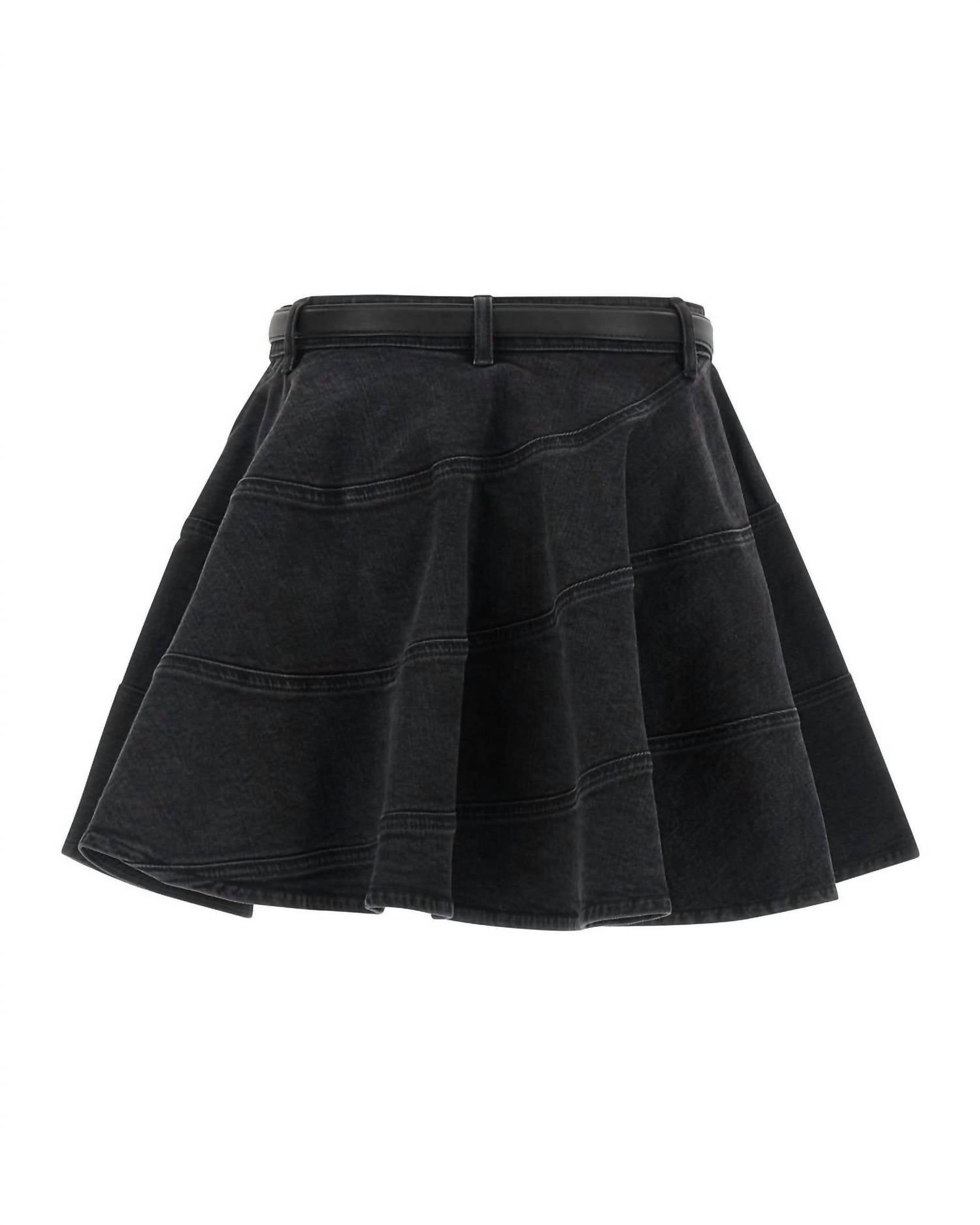 Self-Portrait - Flared Denim Mini Skirt