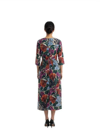 Talbot Runhof - Floral Ruched Sheath Midi Dress