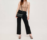 Urban Expressions - Women's Thea Vegan Leather Croc Print Crossbody Top Handle Bag