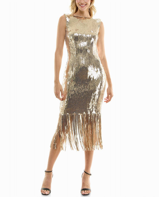 Nicole Miller - Scarlett Sequin Fringed Sheath Dress