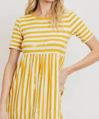 Tea N Rose - Knit Striped Babydoll Dress