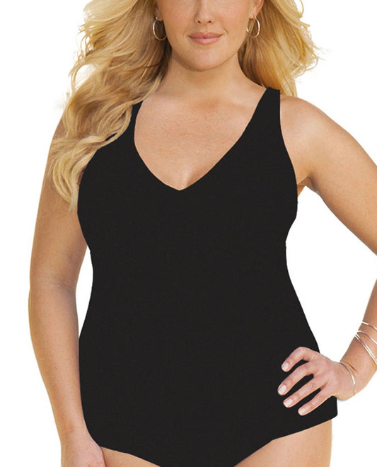 Always For Me - Plus Size Ruched A-Line Tankini Top