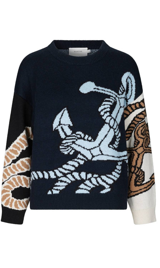 Munthe - Women's Anchor Knit Long Sleeve Sweater