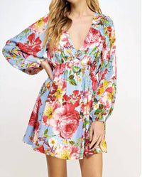 Strut & Bolt - V-Neck Back Tie Closure Mini Dress