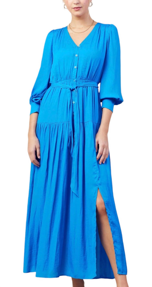 Skies Are Blue - Button Front Tiered Maxi Dress