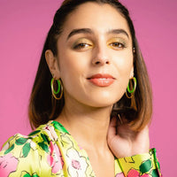 Gold & Honey - Women's Enamel Double Oval Hoop Earrings