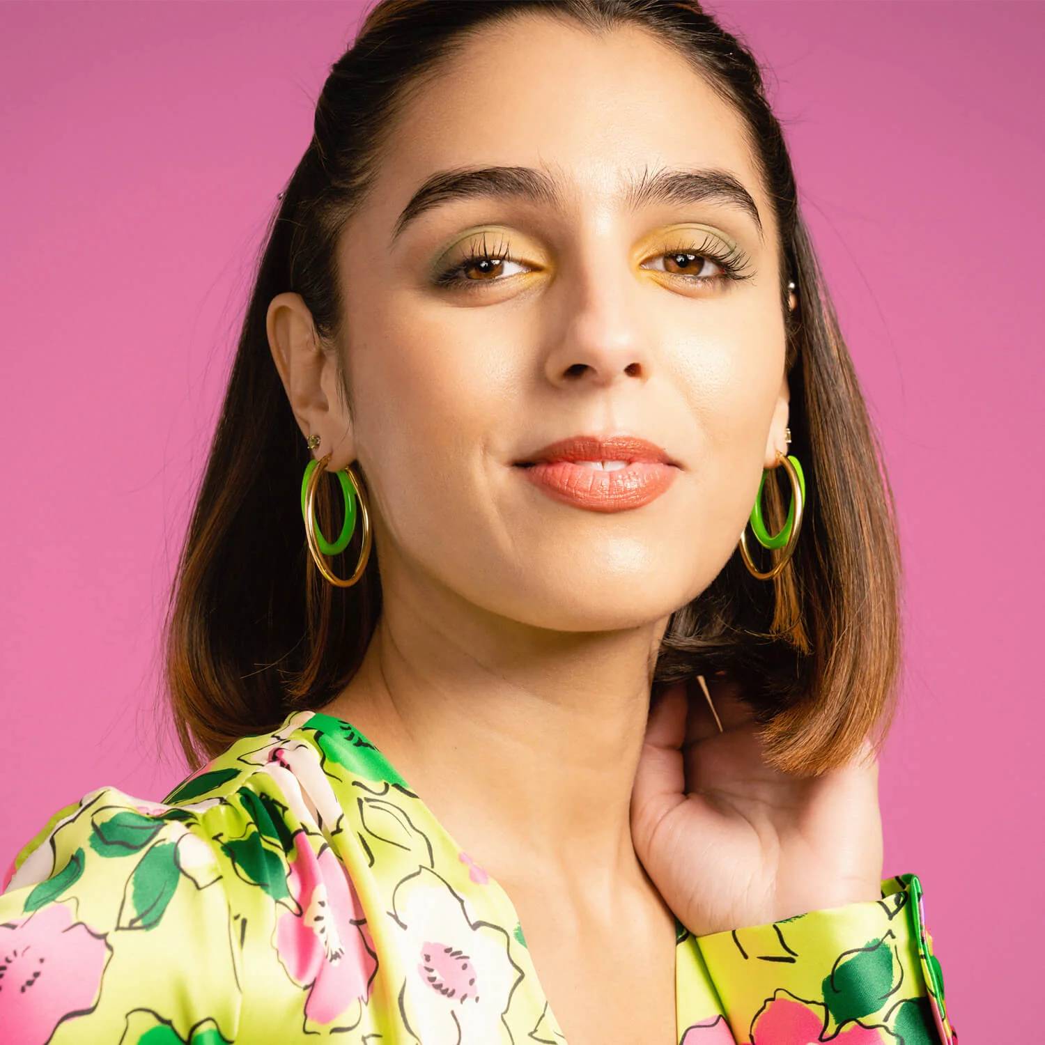 Gold & Honey - Women's Enamel Double Oval Hoop Earrings