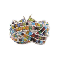 Zad - Women's Braided Mosaic Bead Cuff Bracelet