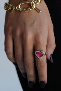 WHITNEY GEMSTONE HEART SIGNET RING
