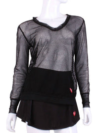 Love Love Tennis - Women's Fishnet Long Sleeve Very Vee Tee