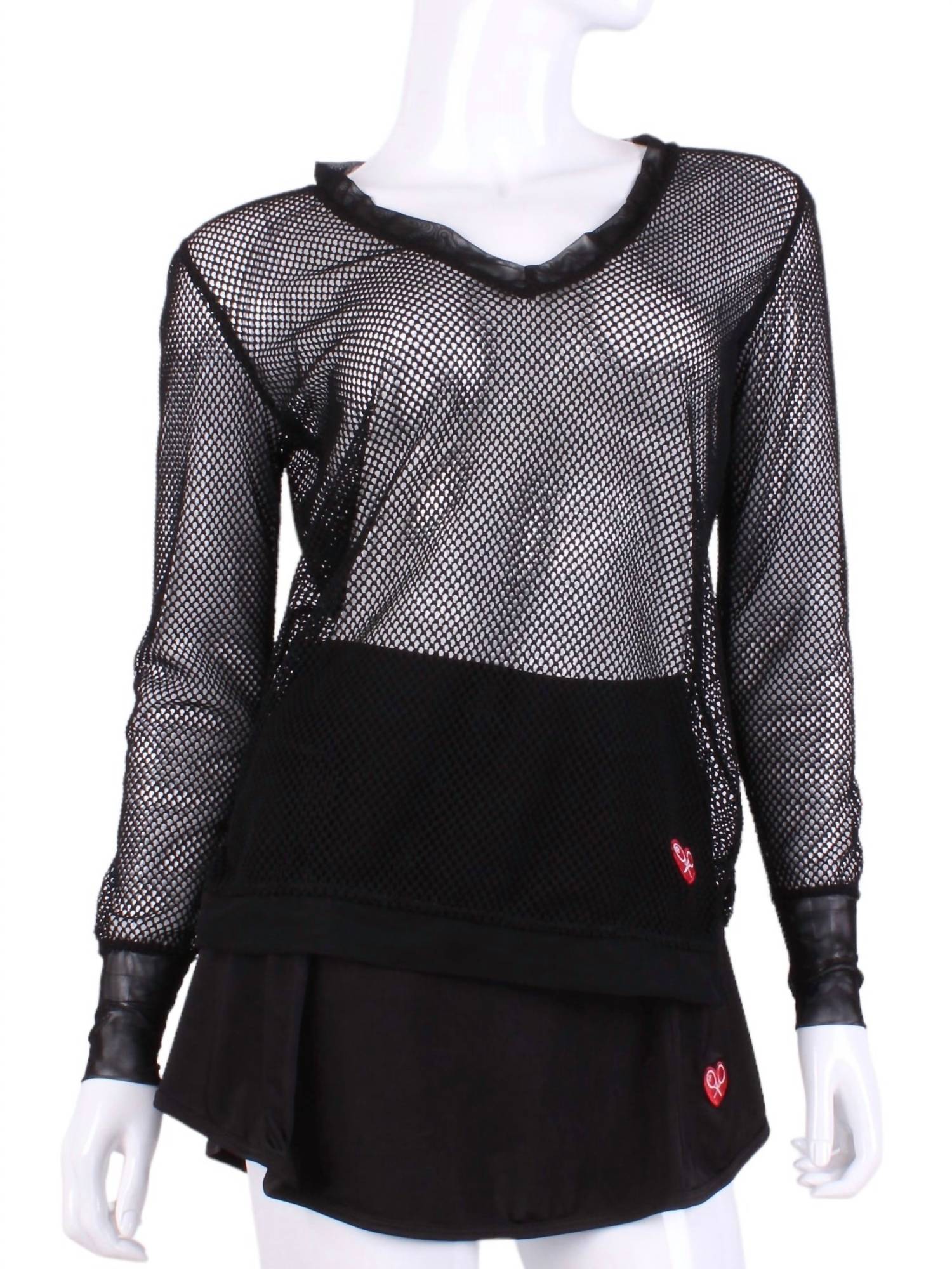 Love Love Tennis - Women's Fishnet Long Sleeve Very Vee Tee