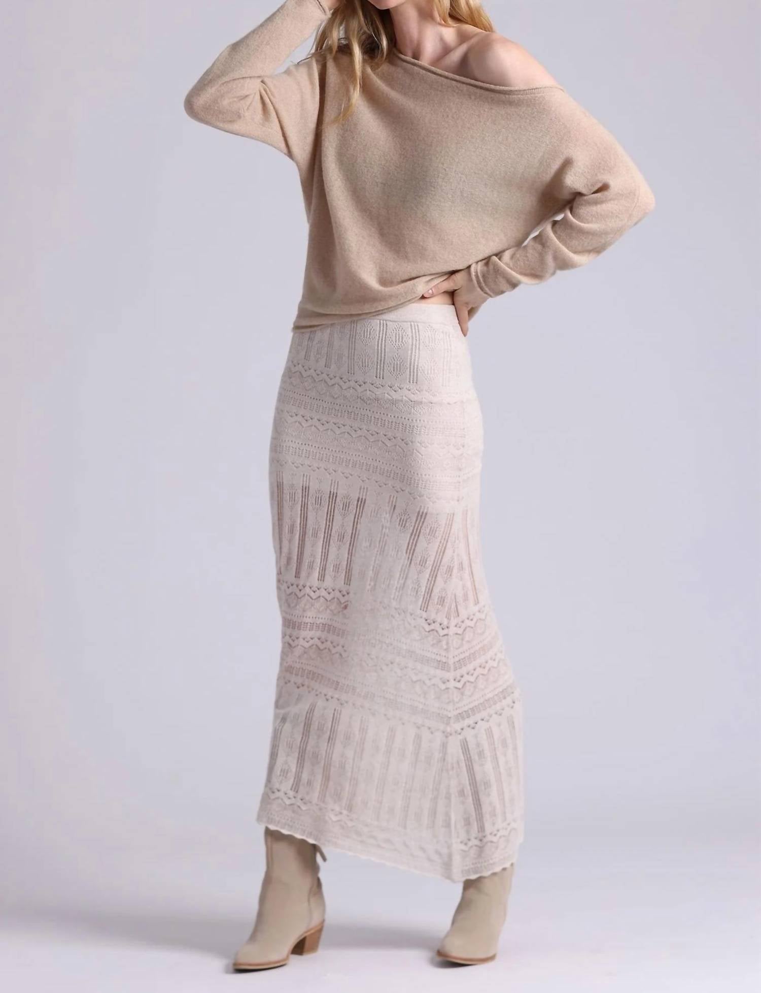 Minnie Rose - Cotton Blend Maxi Lace Skirt