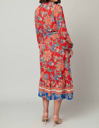 Pine Apparel - Floral Tie Maxi Dress