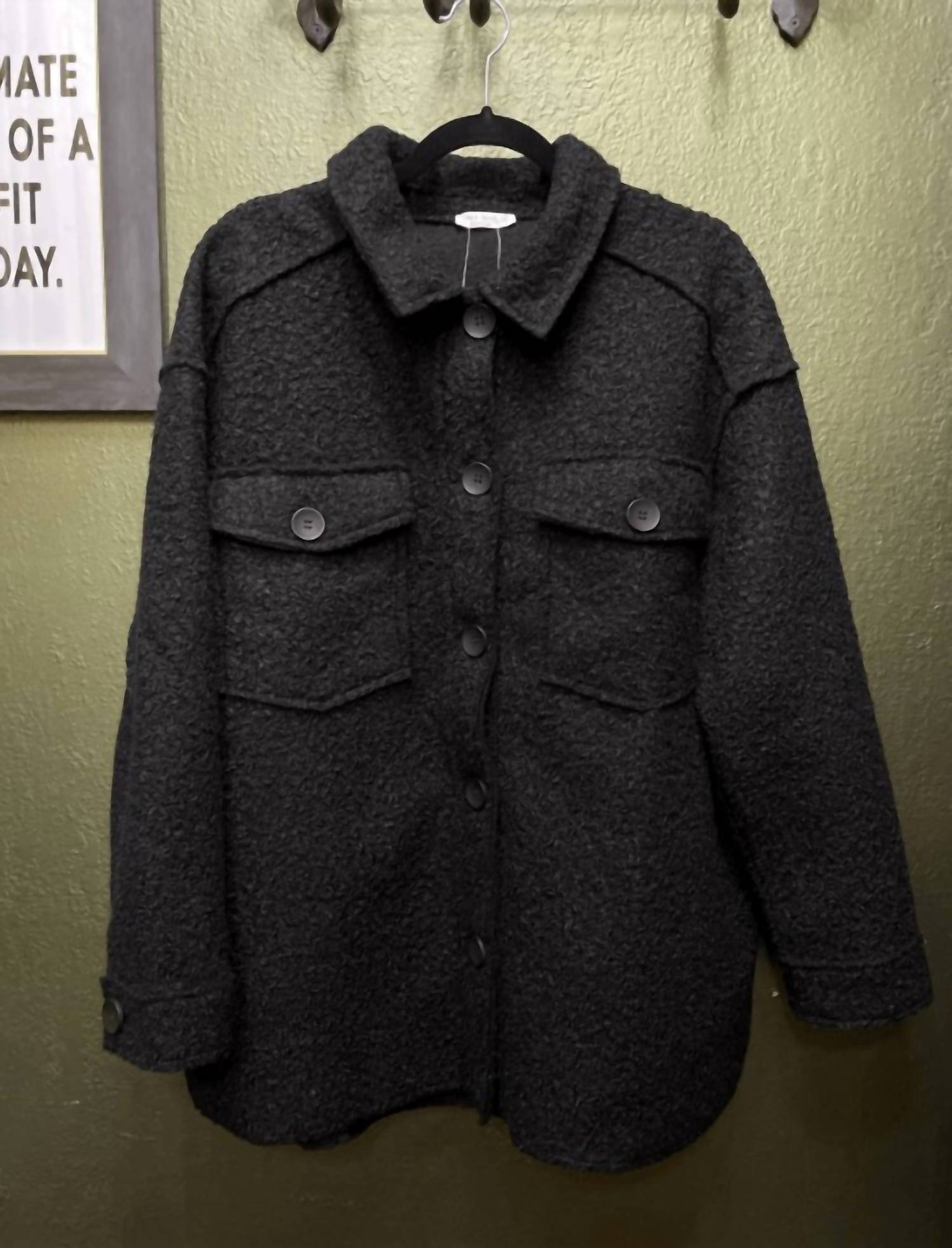 Miss Love Women's Classic Shacket in black - women's jacket