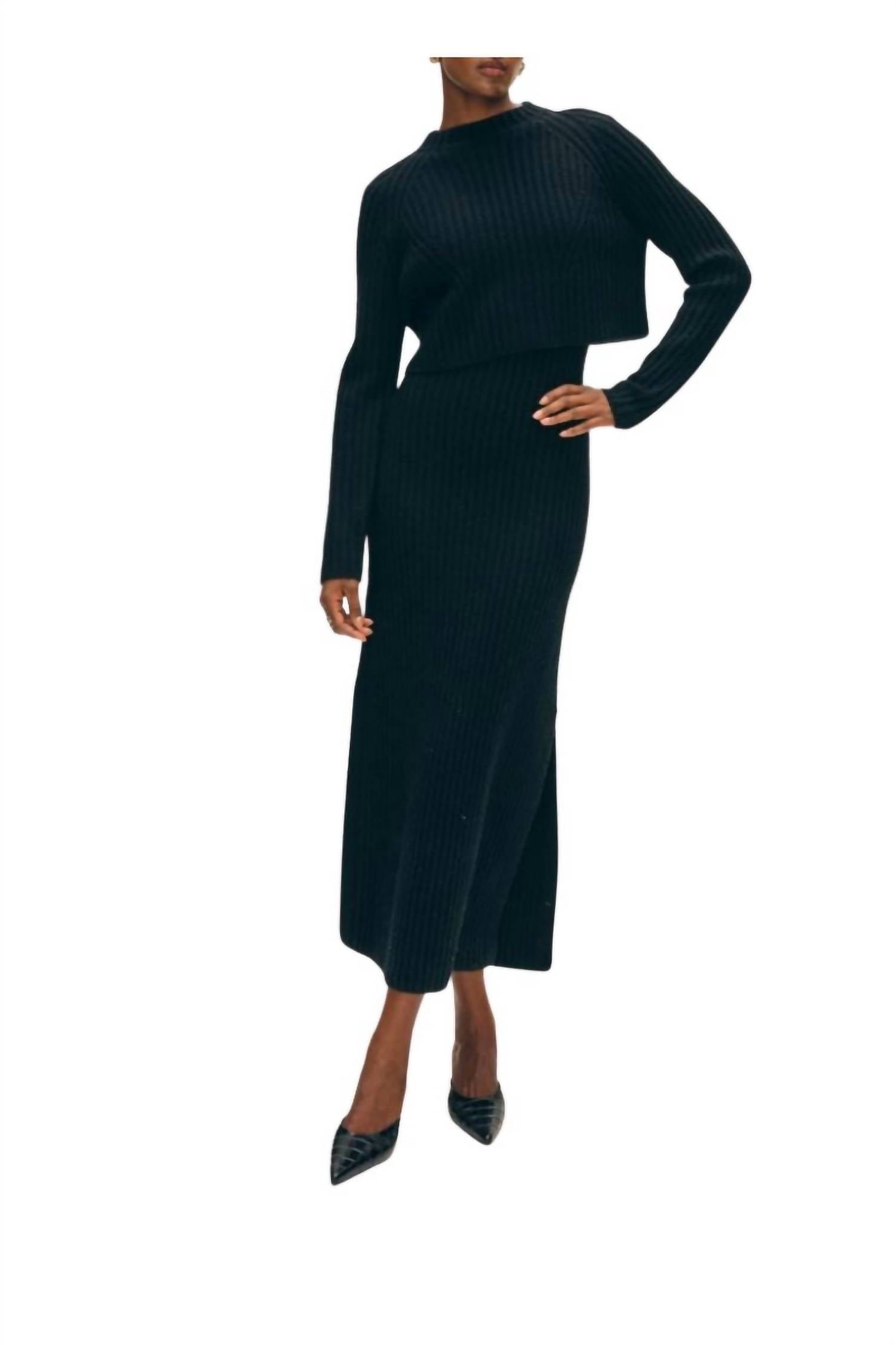 White + Warren - Cashmere Blend Cropped Ribbed Crew Sweater