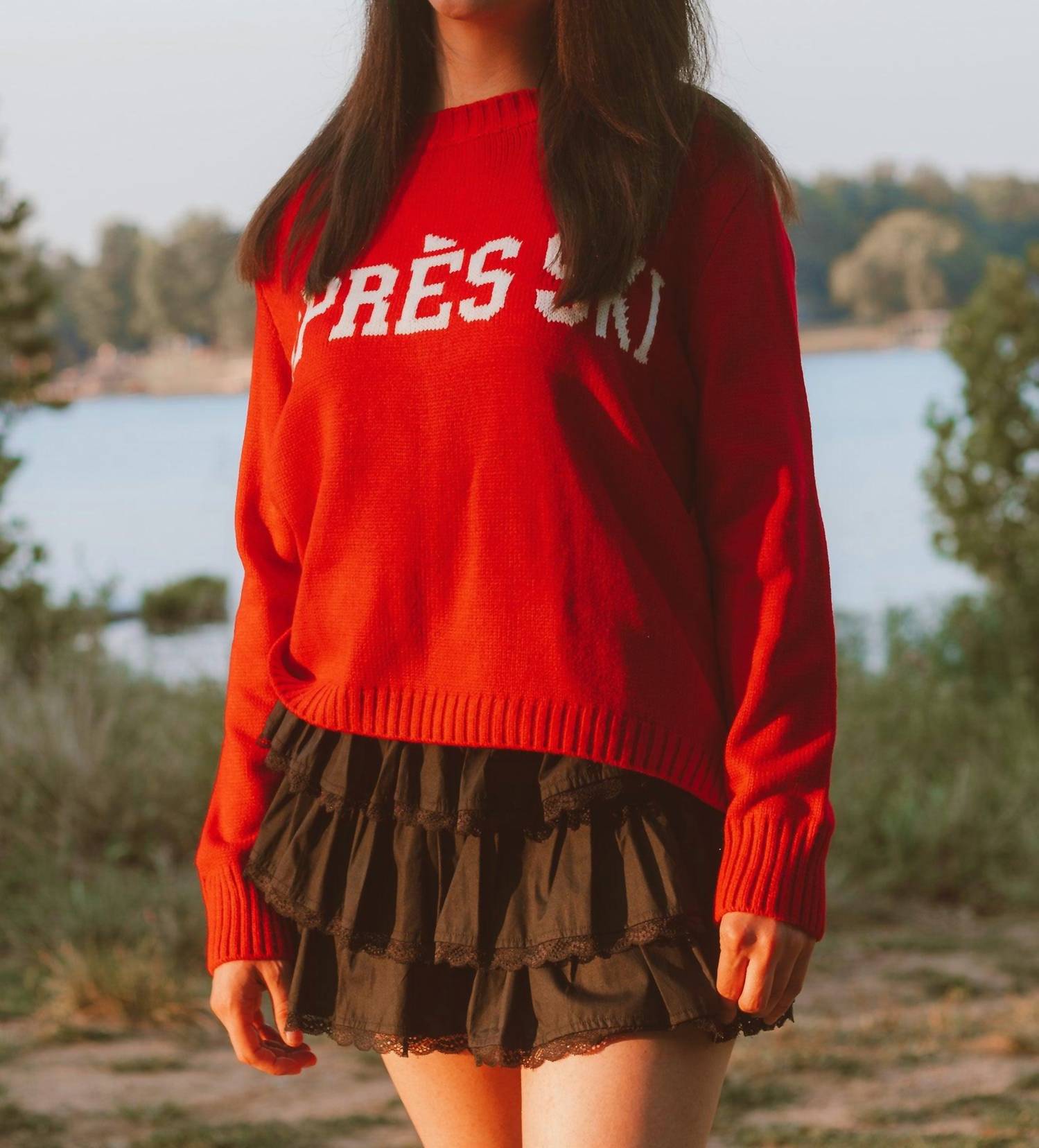 Panache Apparel Après Ski Long Sleeve Sweater in red - women's sweater - alternate view