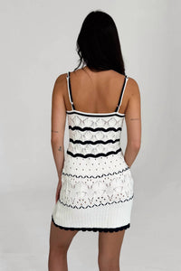 ocean drive Pointelle Tank Dress in ivory navy - women's dress - detail view