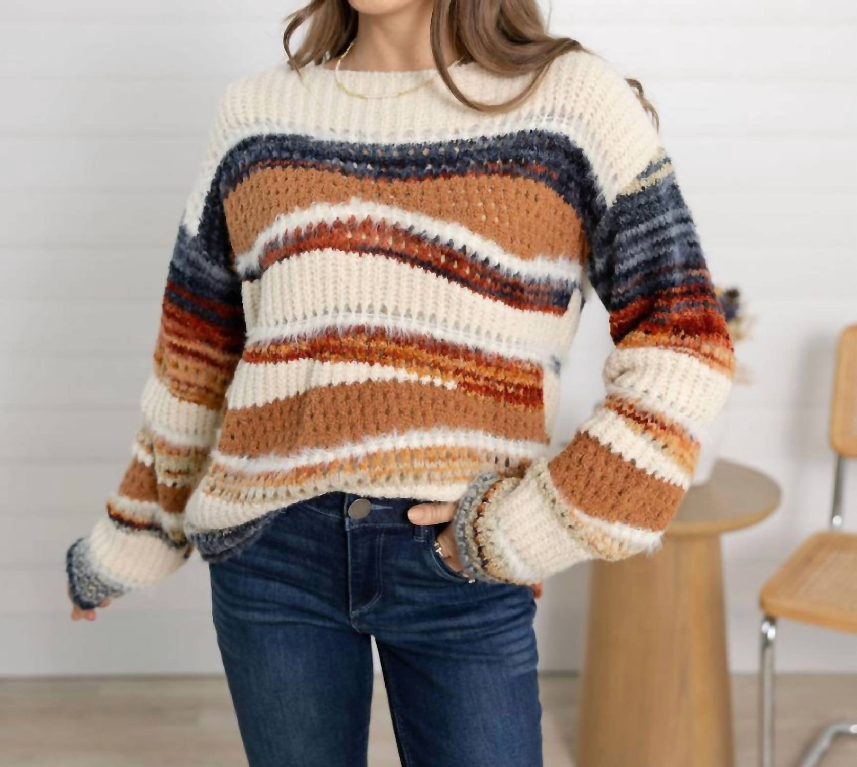 Charlie B - Long Sleeve Patchwork Sweater