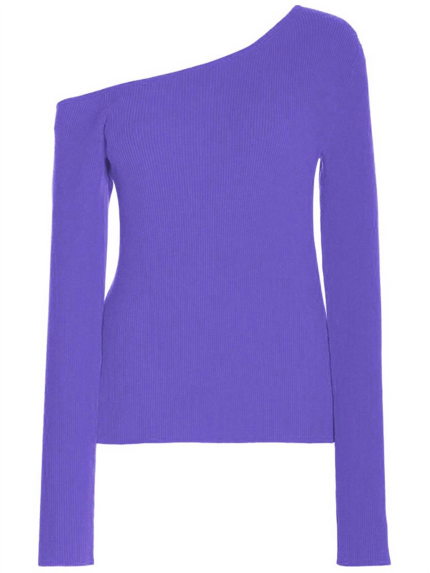 LAPOINTE Women's Matte Viscose One Shoulder Long Sleeve Sweater in lilac - women's long sleeve top