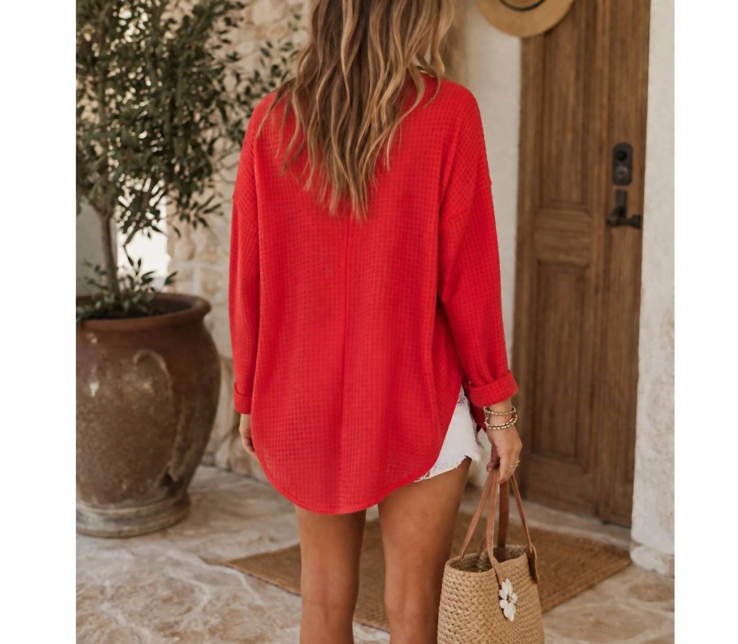 La Miel - Soft Waffle Knit Oversized Cardigan