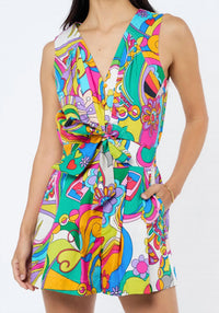 Ciebon - Maritza Psychedelic Print Cotton Romper