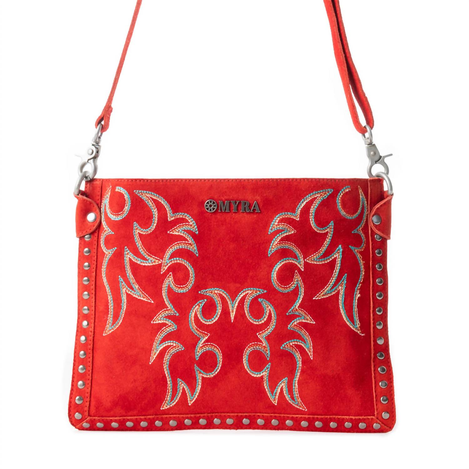 Myra Bags - TEXAS ROSE EMBROIDERED LEATHER SLING BAG