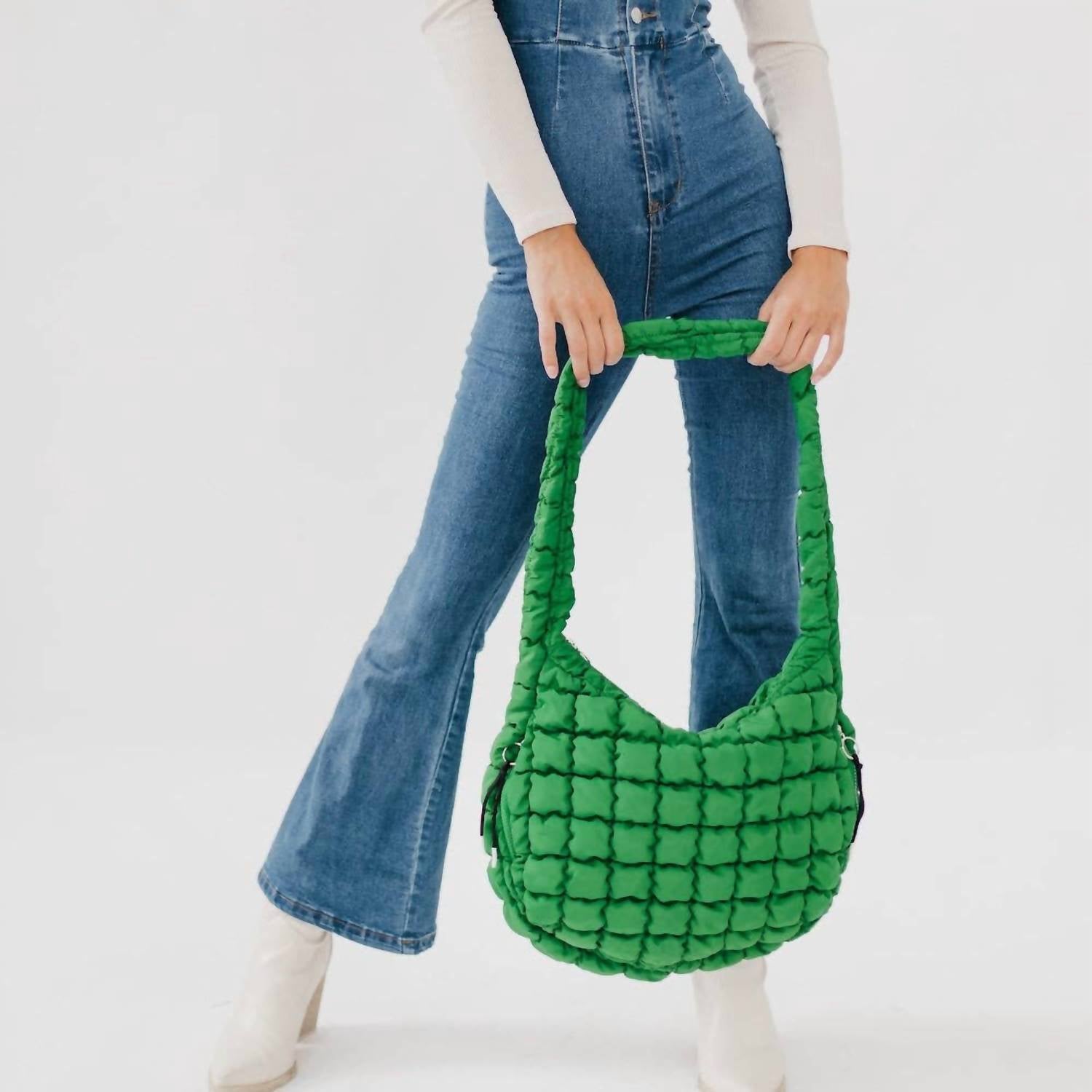 Pretty Simple Carmen Quilted Hobo Tote Bag in emerald - women's bag - view 5