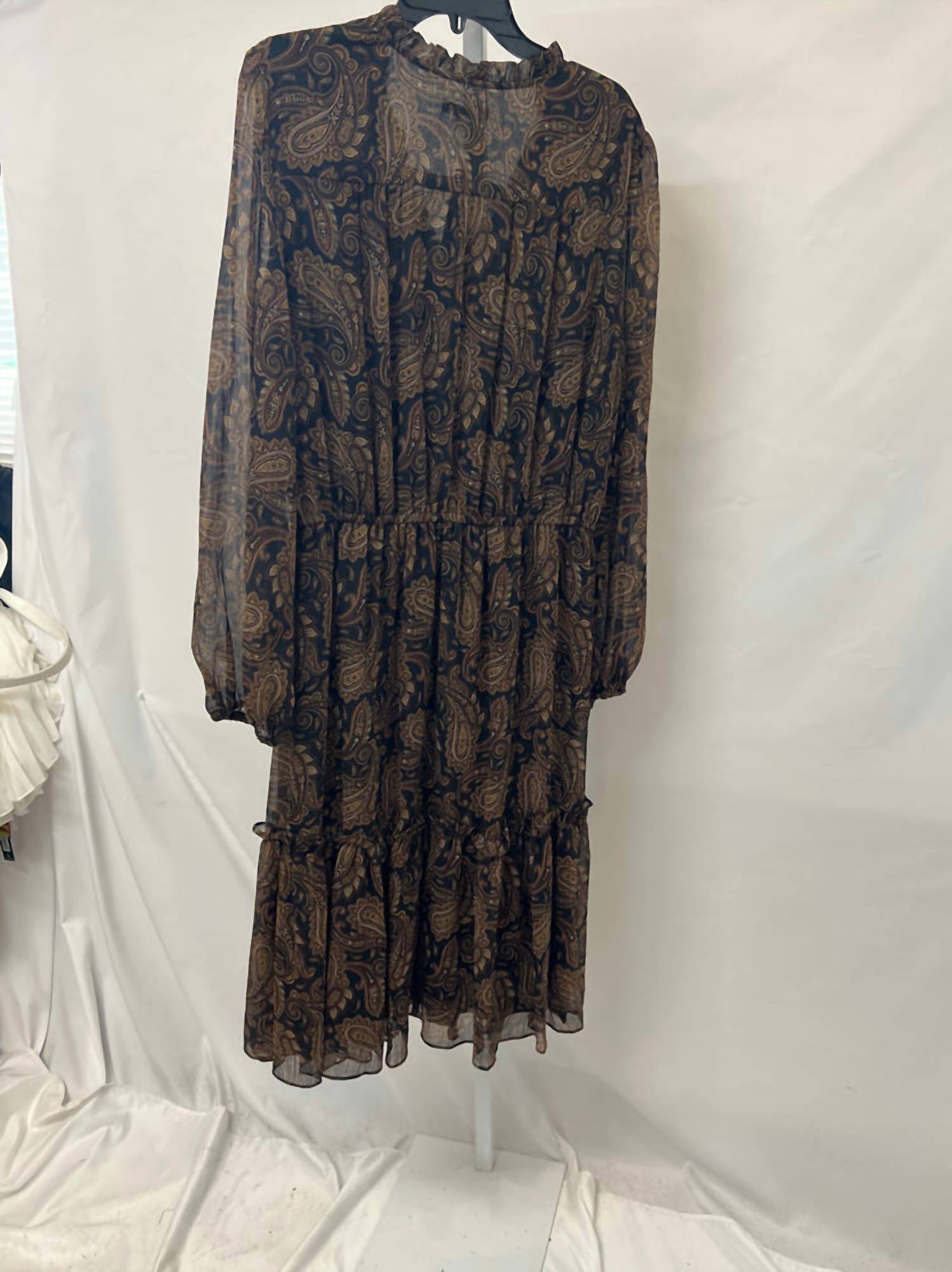 Tommy Hilfiger - Long Chiffon Balloon Sleeve Wrap Midi Dress