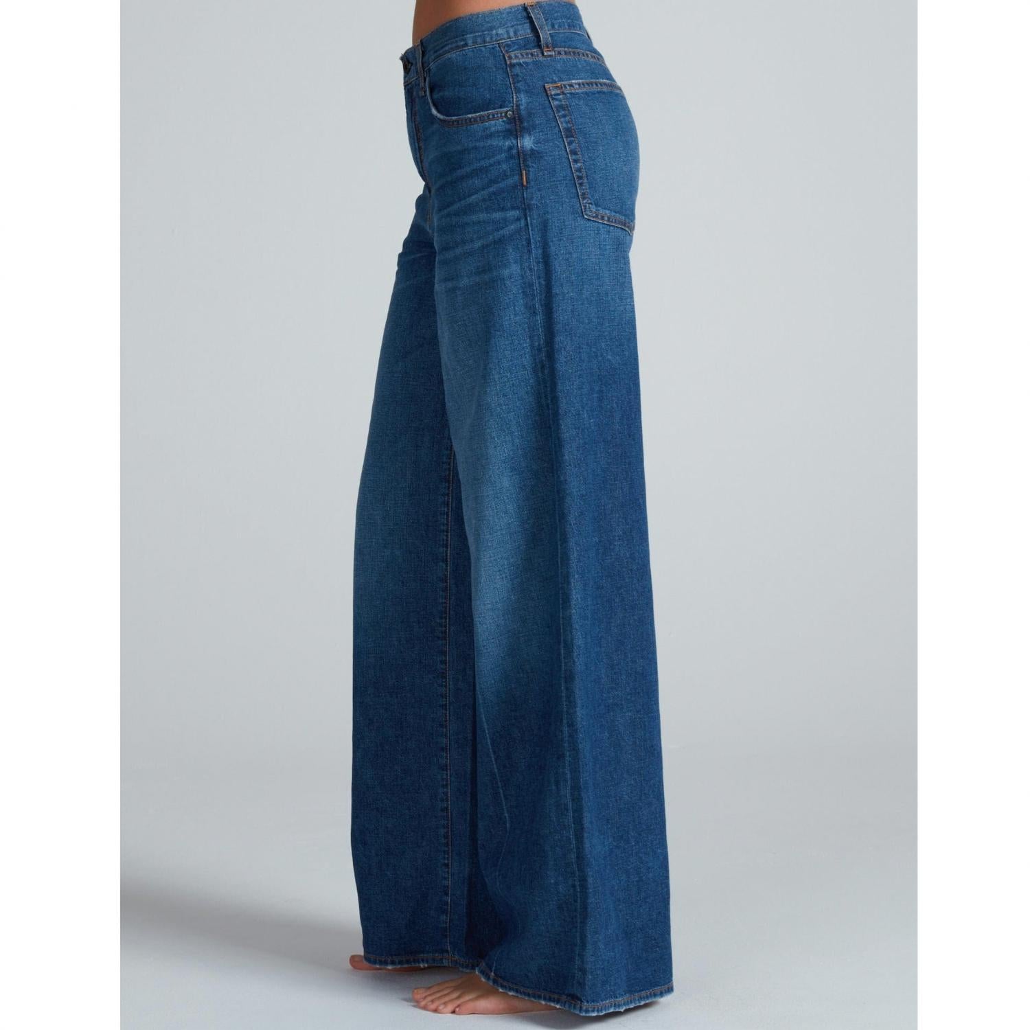 ASKK NY Atomic Wide Leg Featherweight Jeans in blue - women's jeans - alternate view