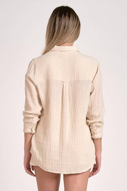 Elan - Got Me In Gauze Button Down Top