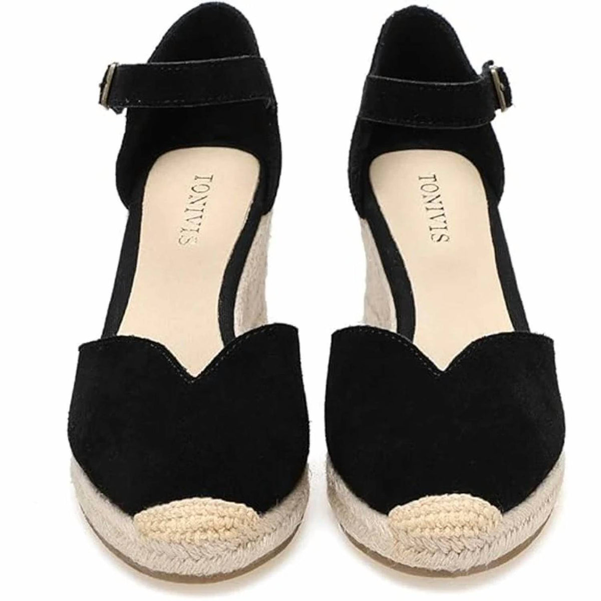 Tonivis - Women's Wedge Espadrille Ankle Strap Sandals